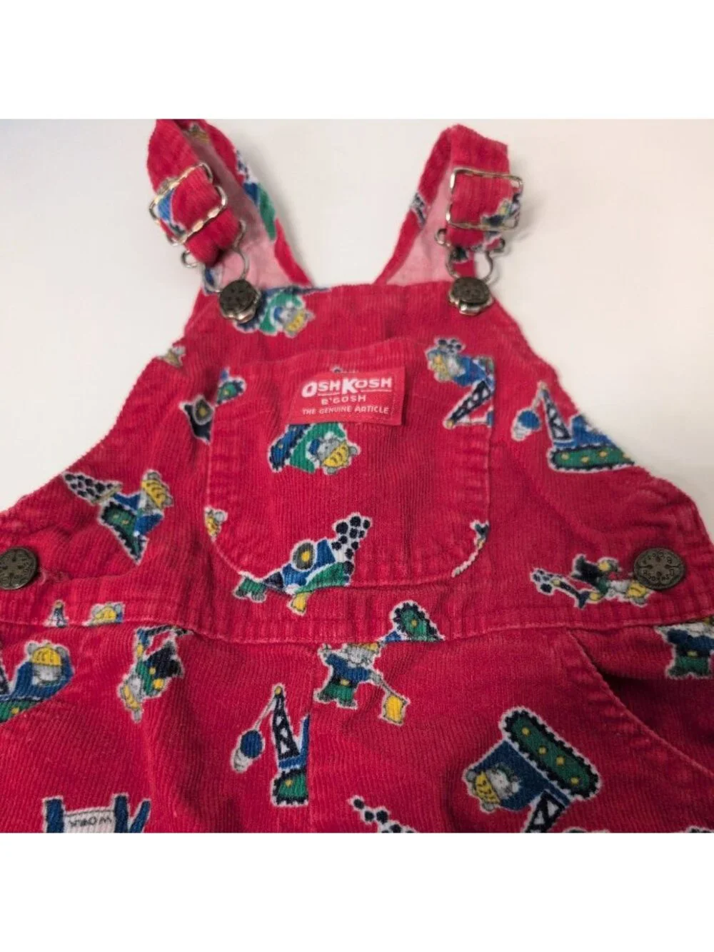 Vintage Oshkosh Bgosh Corduroy Overalls Boys 24M Red Mice at Work Construction
